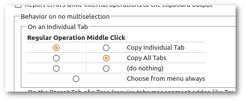 Voorkeuren Copy Selected Tabs to Clipboard